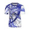 T-shirt Décontracté Barre Abstrait et Tube Imprimés à Manches Courtes - multicolor 2XL
