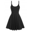 Summer Spaghetti Strap Plain Flare Dress - BLACK M