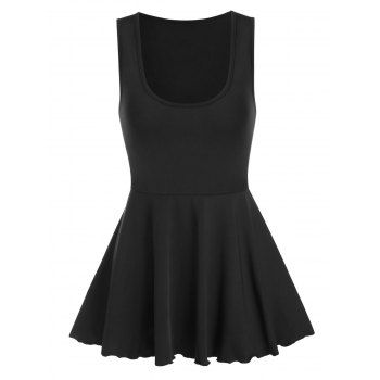 

A Line U Neck Tunic Tank Top, Black
