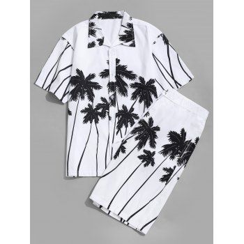 

Coconut Palm Printed Hawaii Shirt and Beach Shorts, White