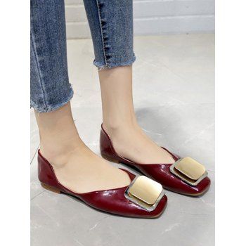 

Slip On Square Embellished Flat Shoes, Red wine