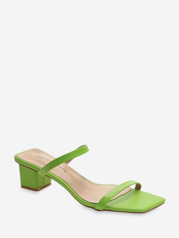 Candy Color Dual Straps High Heel Slides - YELLOW GREEN EU 38