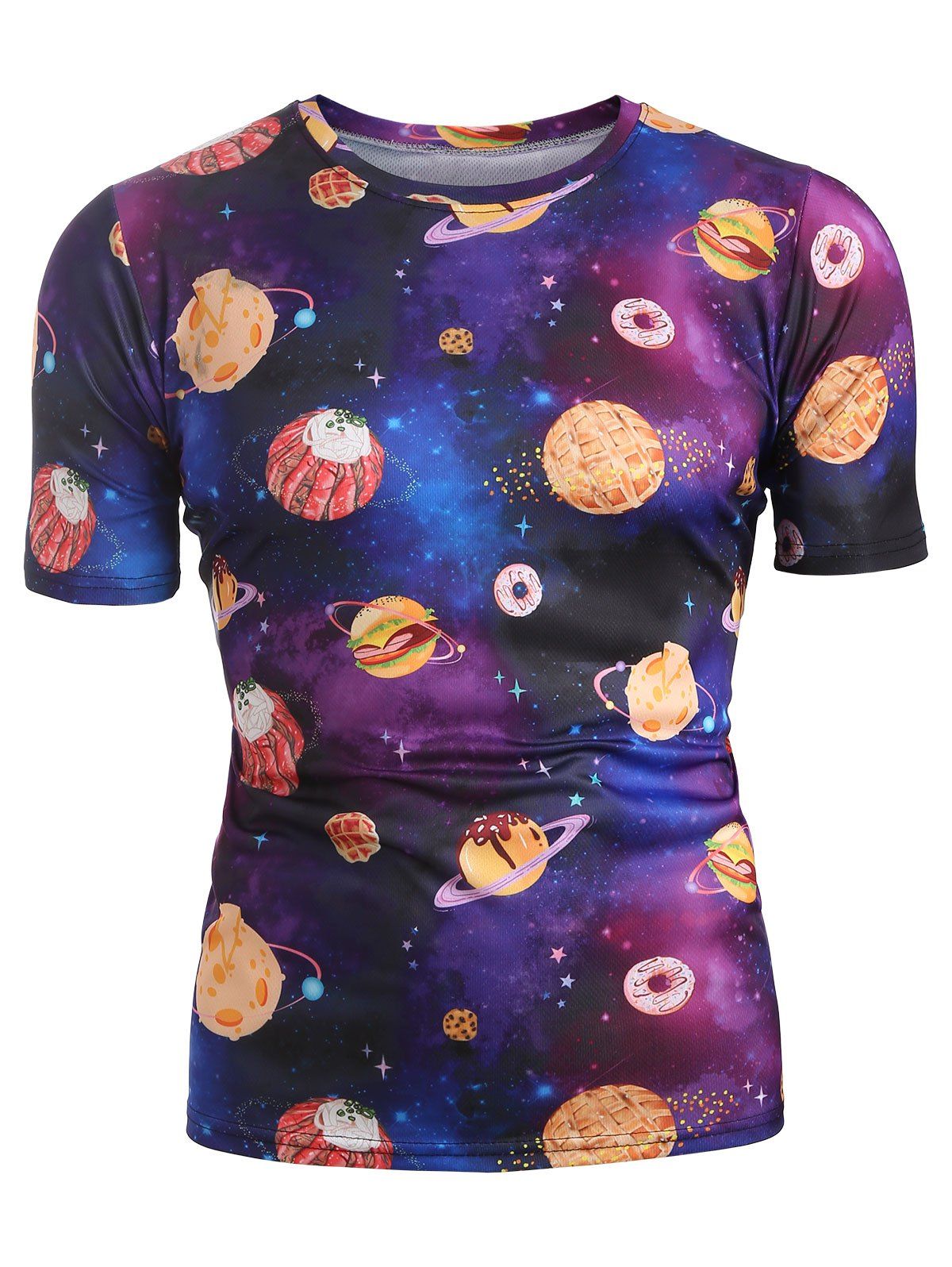 Galaxy Dessert Graphic Print Casual T-shirt - PURPLE IRIS M