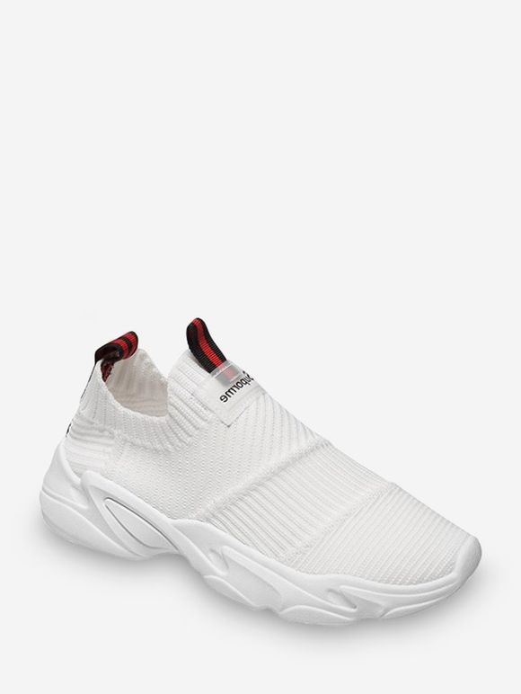 Baskets de Course Rayés en Maille - Blanc EU 38