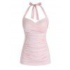 Débardeur Plissé Croisé de Grande Taille à Col Halter - Rose Cochon 2X
