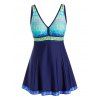 Maillot de Bain Tankini Imprimé à Coupe Basse de Grande Taille - Bleu profond 1X