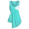 Débardeur Asymétrique Contrasté Croisé - Bleu Vert 3XL