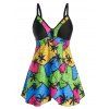 Tankini Arbre Palmier Imprimé à Taille Empire de Grande Taille - Noir 5X