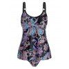 Maillot de Bain Tankini Cachemire Imprimé Anneau en O de Grande Taille - Noir 2X