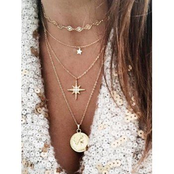 

Multilayered Star Portrait Pendant Necklace, Gold