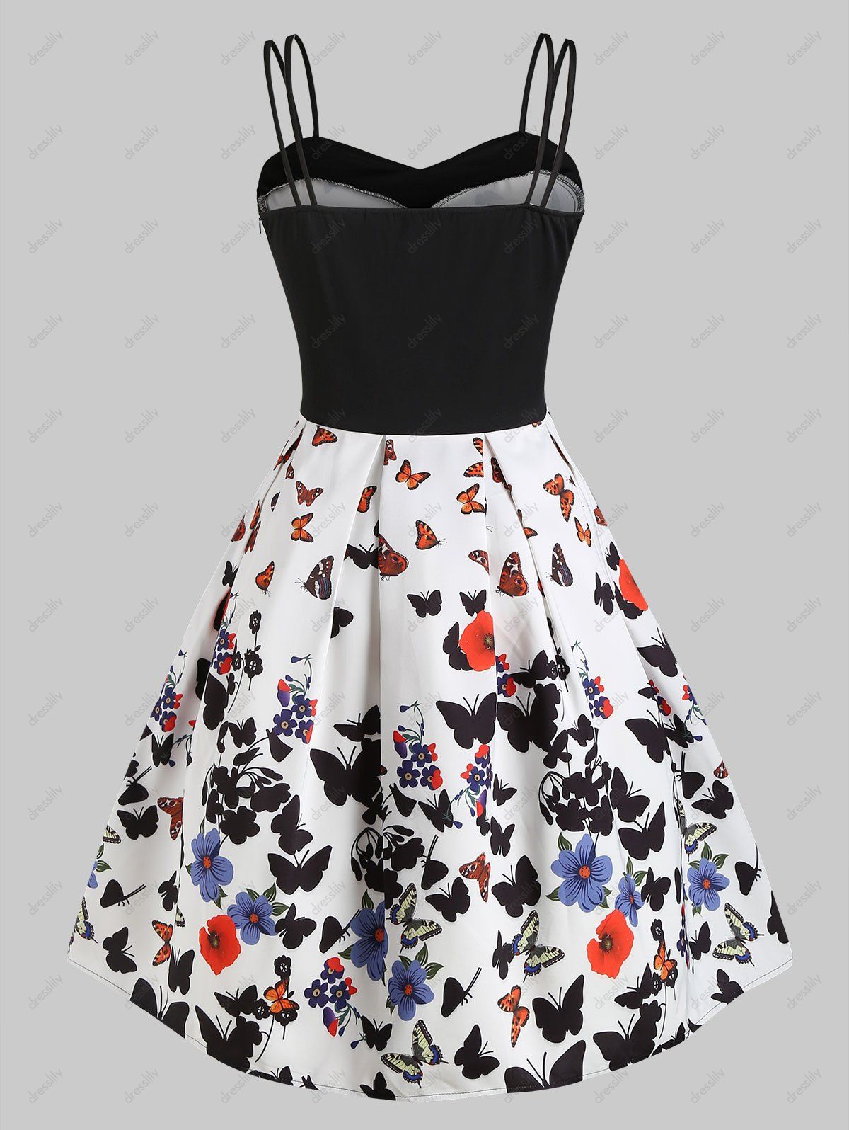 [20% OFF] 2021 Butterfly Print Empire Waist Dual Straps Dress In WHITE ...