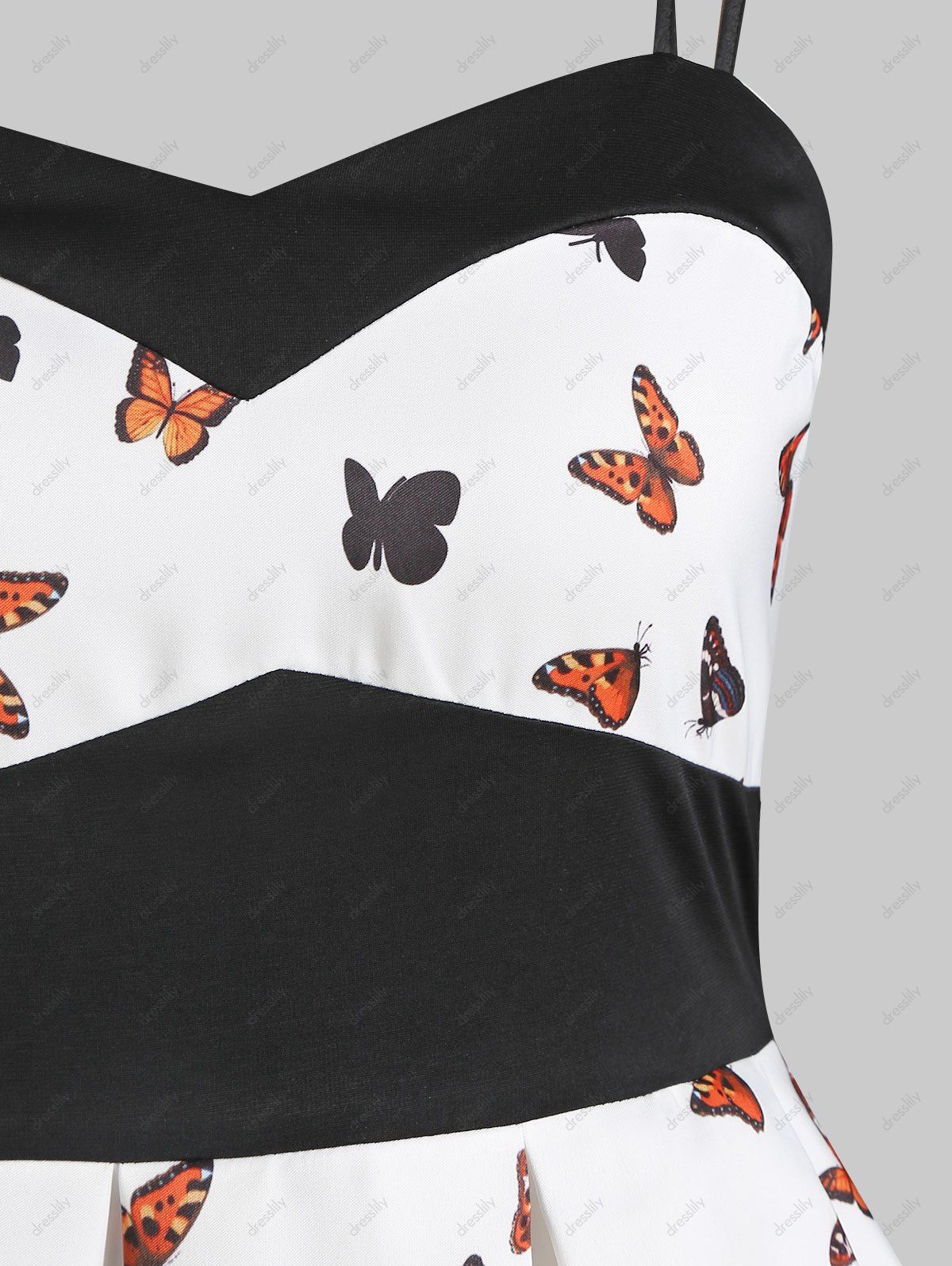 [20% OFF] 2021 Butterfly Print Empire Waist Dual Straps Dress In WHITE ...