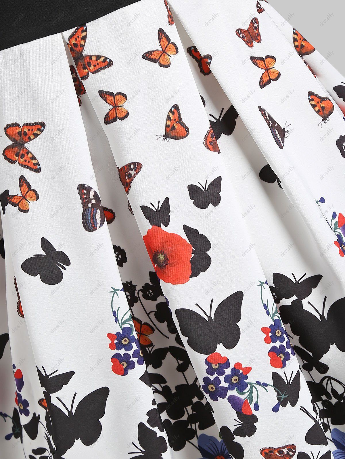 [20% OFF] 2021 Butterfly Print Empire Waist Dual Straps Dress In WHITE ...