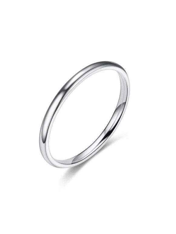 Smooth Titanium Steel Couple Ring - SILVER US 12