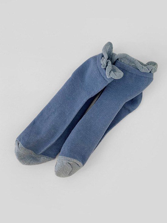 Chaussettes en Blocs de Couleurs en Coton - Bleu de Soie 