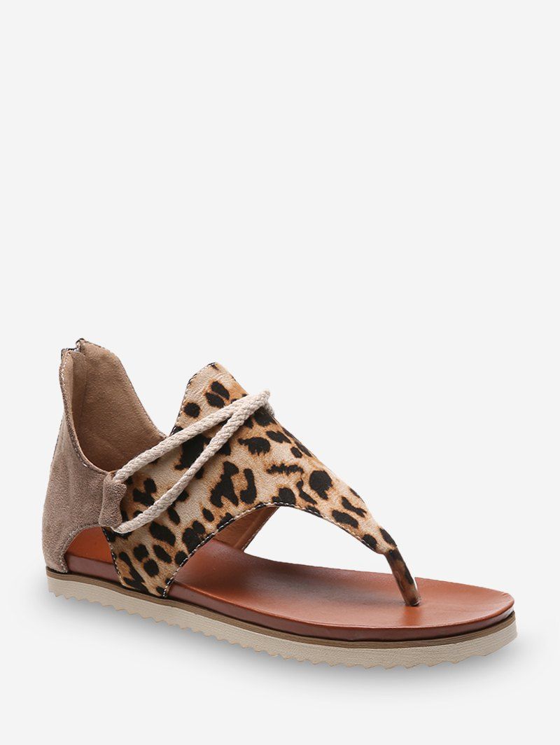 leopard print toe post sandals