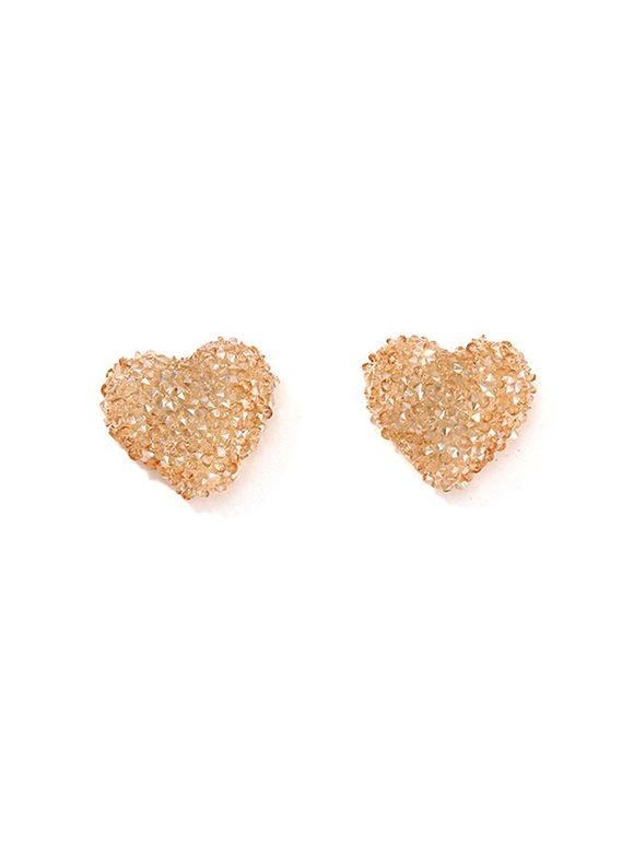 Boucles d'Oreilles en Forme de Cœur Orné de Strass - Champagne 