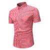 Chemise Rayée à Manches Courtes - Rouge Lave M