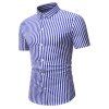 Chemise Rayée à Manches Courtes - Bleu Océan M