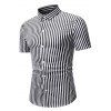 Chemise Rayée à Manches Courtes - Noir L