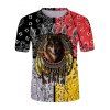 T-shirt Indien Loup Imprimé à Manches Courtes - multicolor 3XL