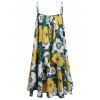 Plus Size Floral Print Layered Cami Dress With Criss Cross Crop Top - BEE YELLOW 1X