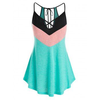 

Plus Size Crisscross Colorblock Tank Top, Medium turquoise