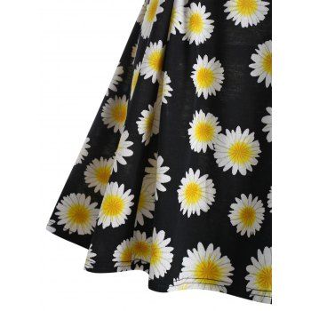 Kaufen Vacation Sunflower Print Ruched Cami A Line Dress. Bild