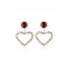 Boucles d'Oreilles Pendantes Cœur Evidées en Strass - Or 