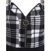 Robe Demi-Zip à Carreaux Imprimé sans Manches - Noir 3XL