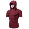 T-shirt à Capuche Masque de Crâne à Manches Courtes - Rouge Vineux M