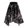 Floral Print Handkerchief Chiffon Skirt - BLACK M