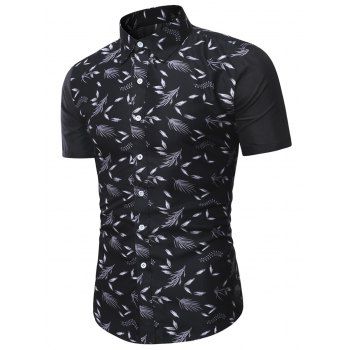 

Short Sleeves Leaf Print Casual Shirt, Multicolor