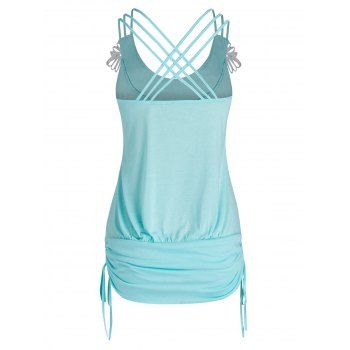 

Plus Size Floral Applique Criss Cross Tank Top, Light slate