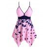 Maillot de Bain Tankini Mouchoir Papillon Imprimé de Grande Taille - Rose 2X