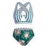 Maillot de Bain Bikini Floral Rayé Découpé Grande Taille - multicolor A 4X