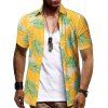 Chemise Hawaiienne Feuille Imprimée avec Boutons - multicolor L