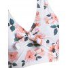 Floral Striped Ruched Crisscross Tankini Swimwear - LIGHT CORAL XL