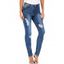 Bleach Wash High Waisted Distressed Skinny Jeans - DENIM BLUE 2XL