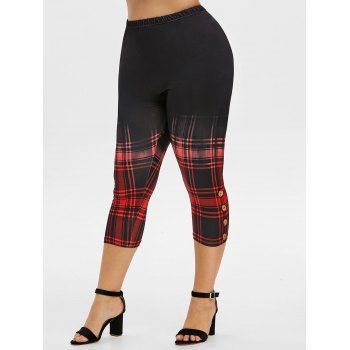 

Plus Size Plaid Cropped Leggings, Black