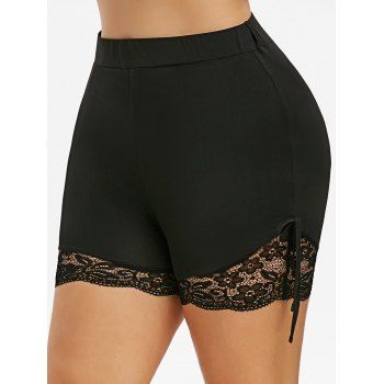 

Plus Size Lace Panel Shorts, Black