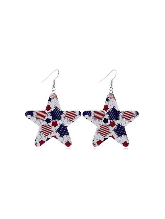 Boucles d'Oreilles Motif de Drapeau Etoile en PU - multicolor B 