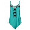 Plus Size Lace Panel Bowknot Embellished Cami Top - DARK TURQUOISE M