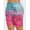 Short 3D Jean Imprimé Ombré de Grande Taille - Rose Vif 2X