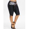 Short de Bain Sanglé Ethnique Imprimé de Grande Taille à Lacets - Noir 1X