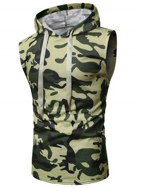 Camouflage Print Back Zip Hooded Tank Top