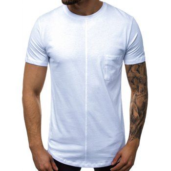 

Plain Pocket Crew Neck Short Sleeve T Shirt, White