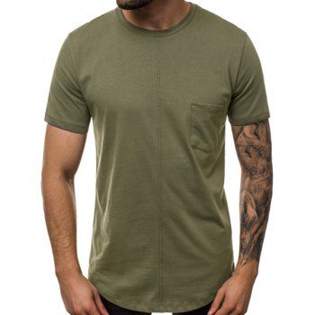 

Plain Pocket Crew Neck Short Sleeve T Shirt, Green
