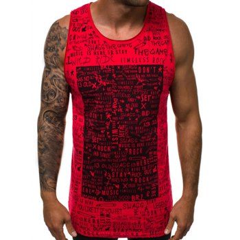 

Letter Graffiti Square Graphic Casual Tank Top, Red
