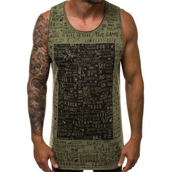 

Letter Graffiti Square Graphic Casual Tank Top, Green
